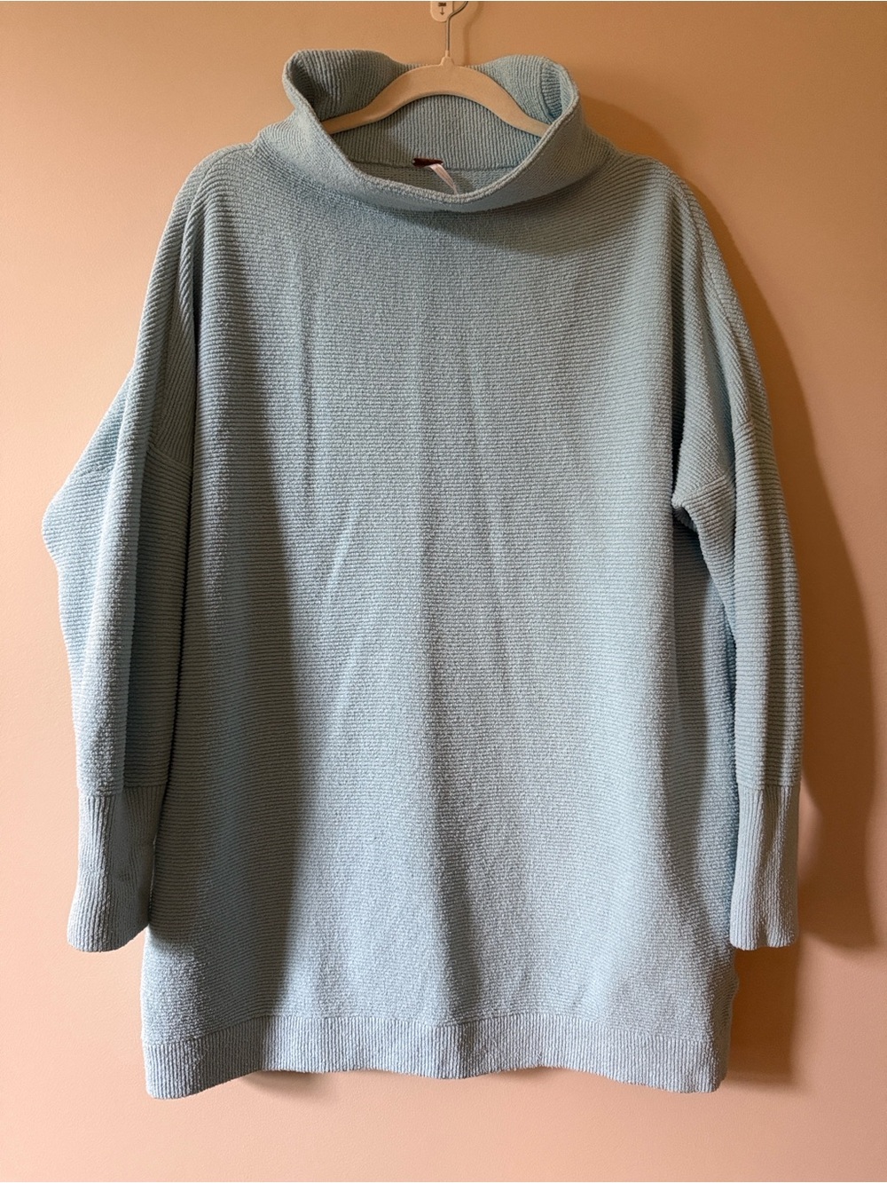 Free People Seafoam Textured mock neck Sweater